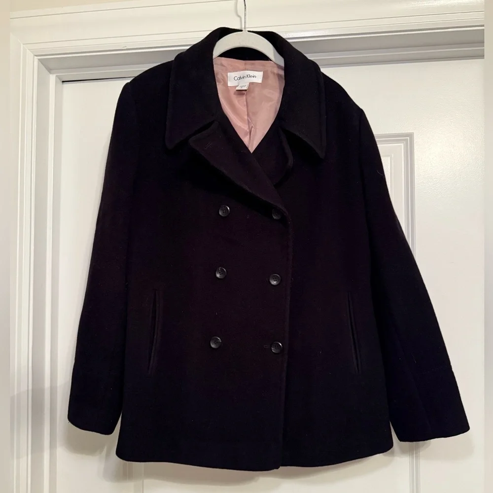 Calvin Klein Women's Wool Peacoat with Pink Lining Size 14 - Picture 1 of 9